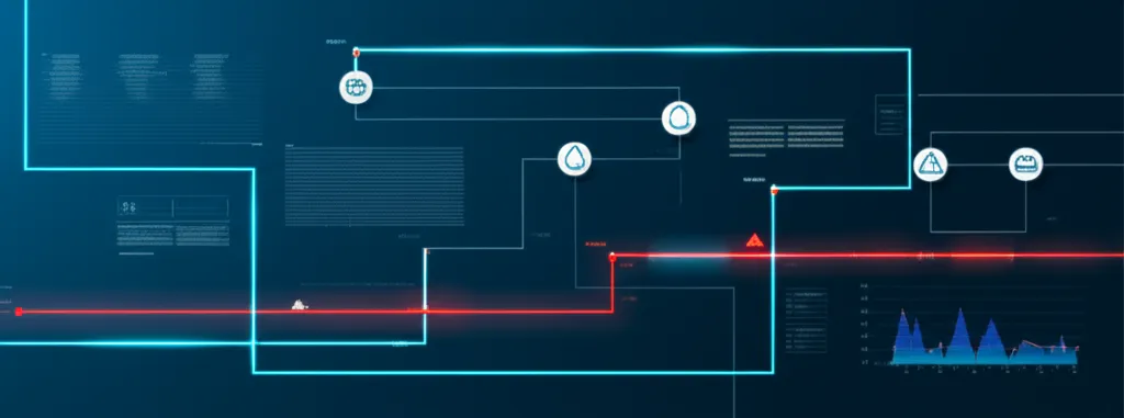 Инфографика, иллюстрирующая процесс, где происходит оптимизация конвейеров данных: выявление сбоев в реальном времени.