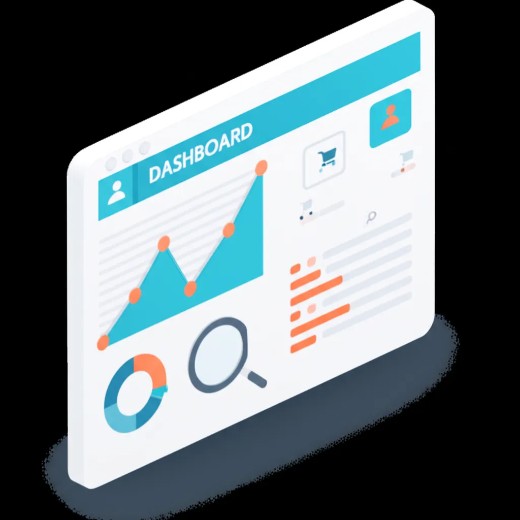Инфографика, иллюстрирующая основные показатели веб-сайта на дашборде аналитики.