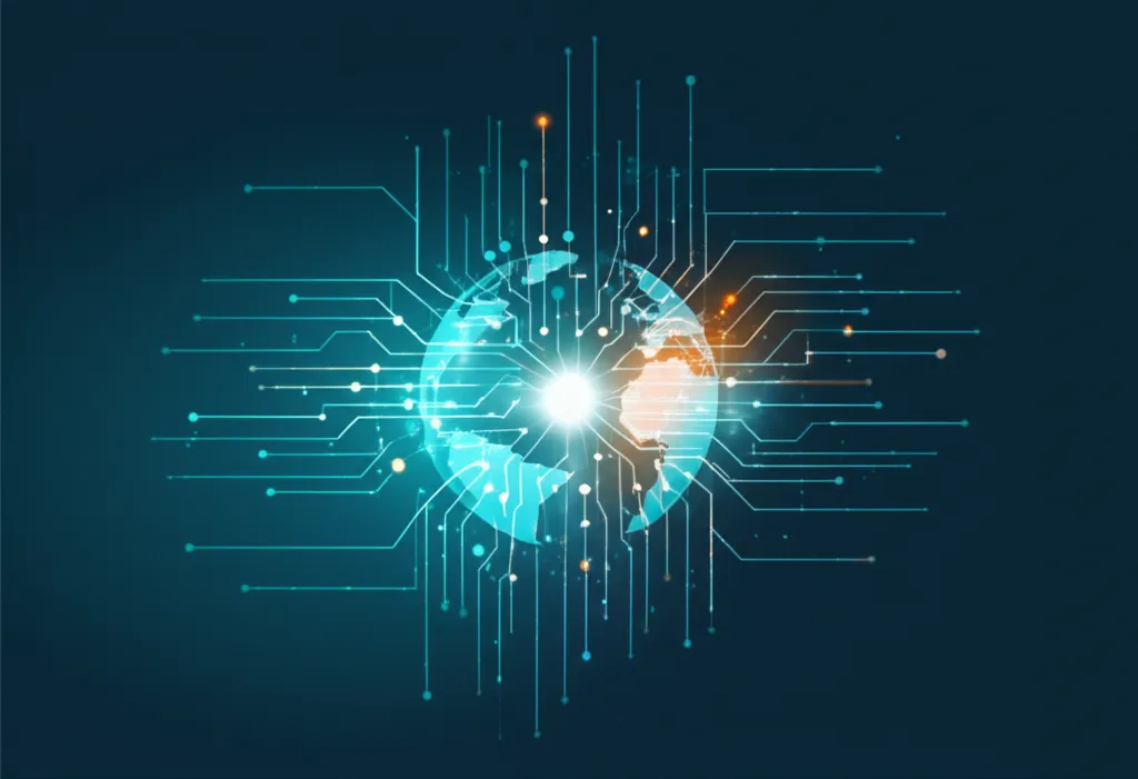 Абстрактная визуализация сети, представляющая открытые большие датасеты