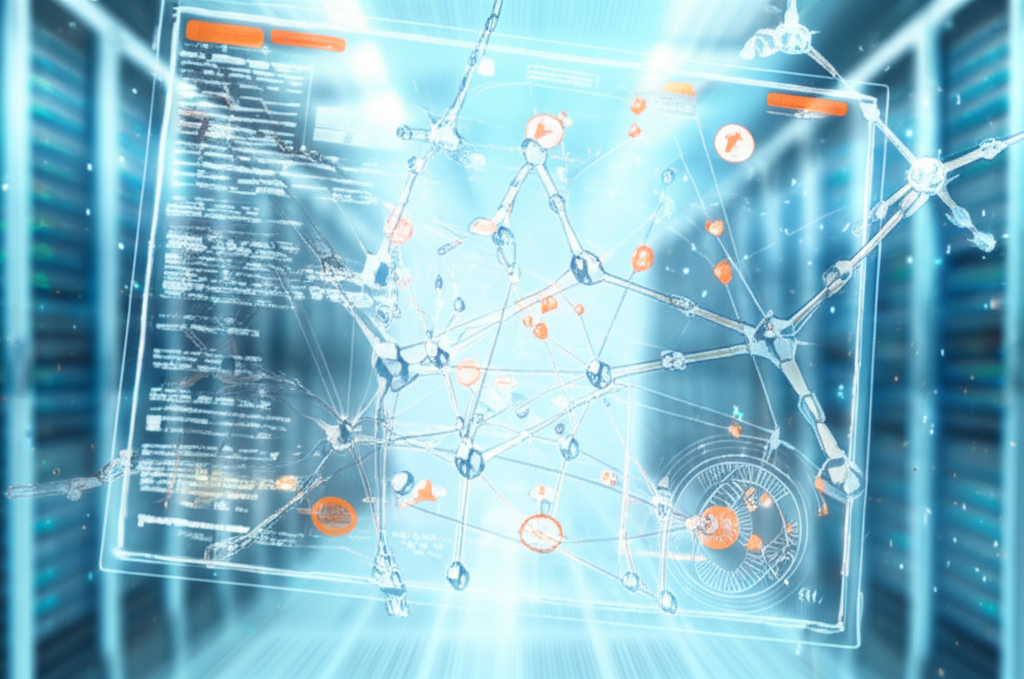 Абстрактная визуализация нейронной сети, которая анализирует открытые медицинские датасеты