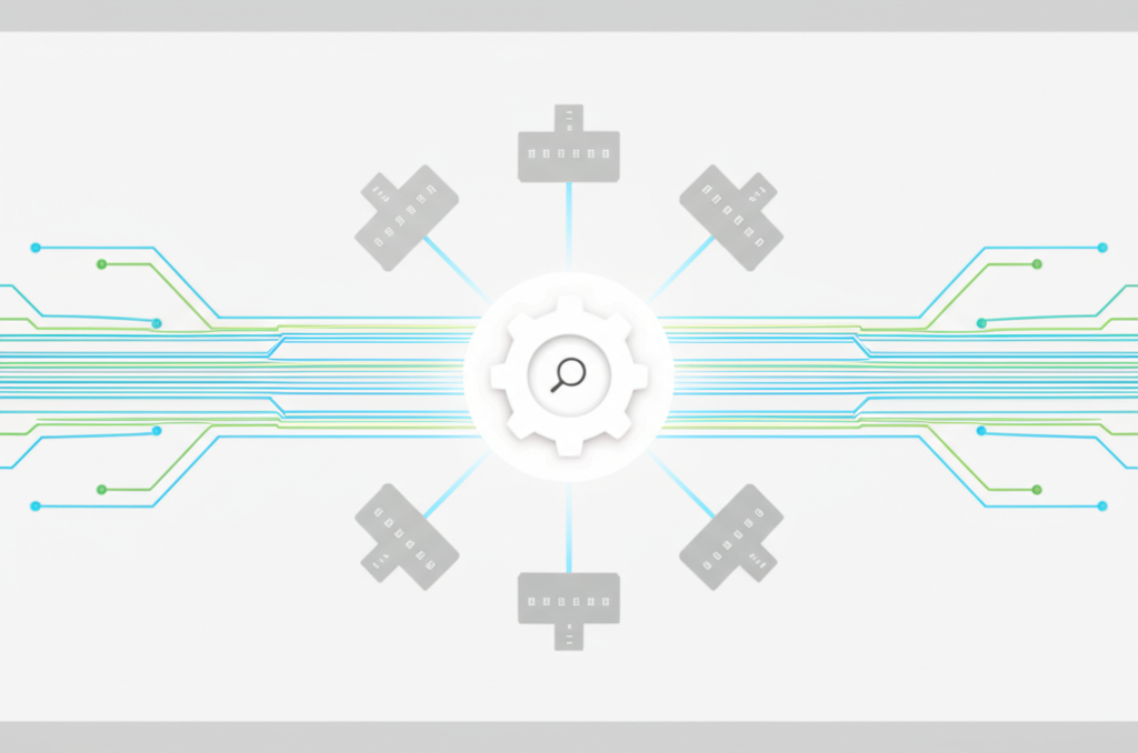 Графическое изображение, иллюстрирующее, как работает парсер для тендеров, собирая данные с разных площадок.