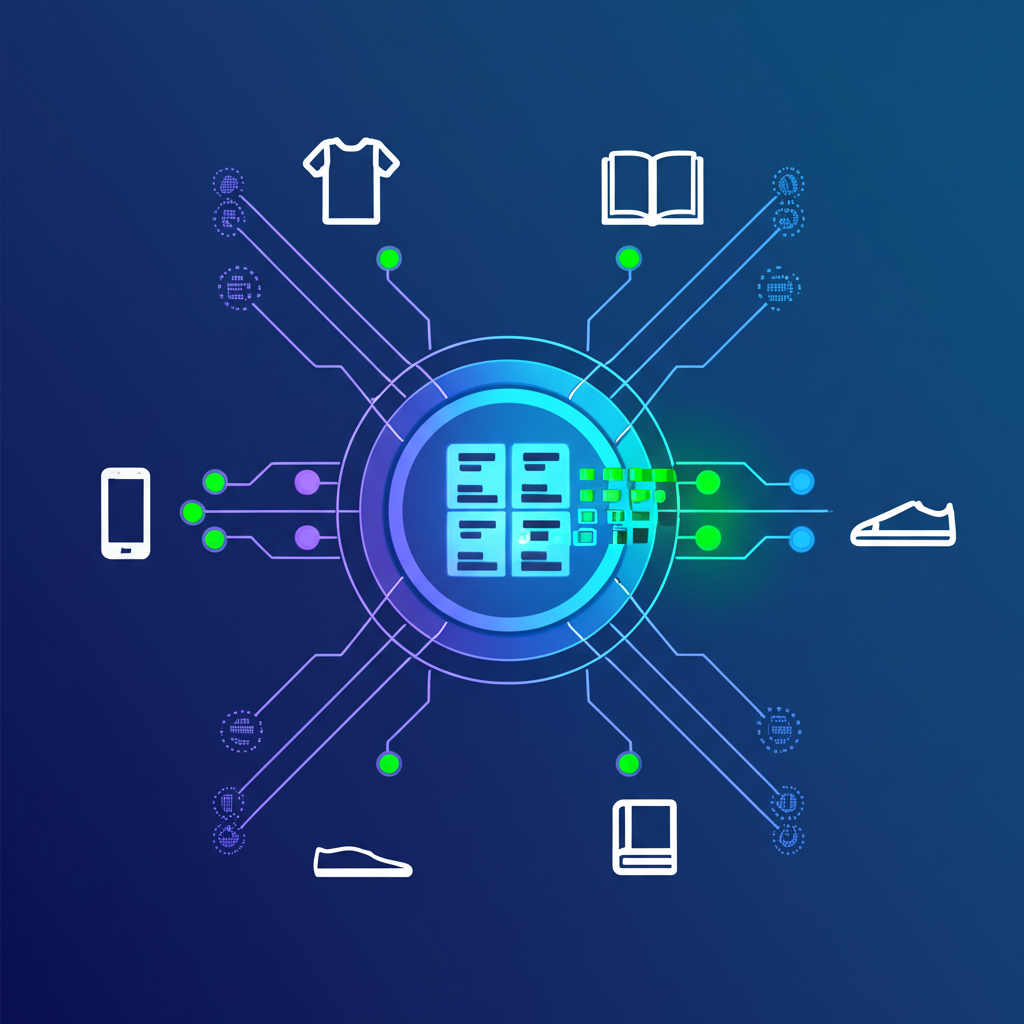 Схематичное изображение, где работает парсер каталога товаров с сайта, собирая данные в единую структуру.