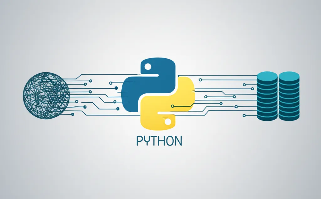 Парсинг данных на python: схематичное изображение процесса извлечения и структурирования информации из сети.