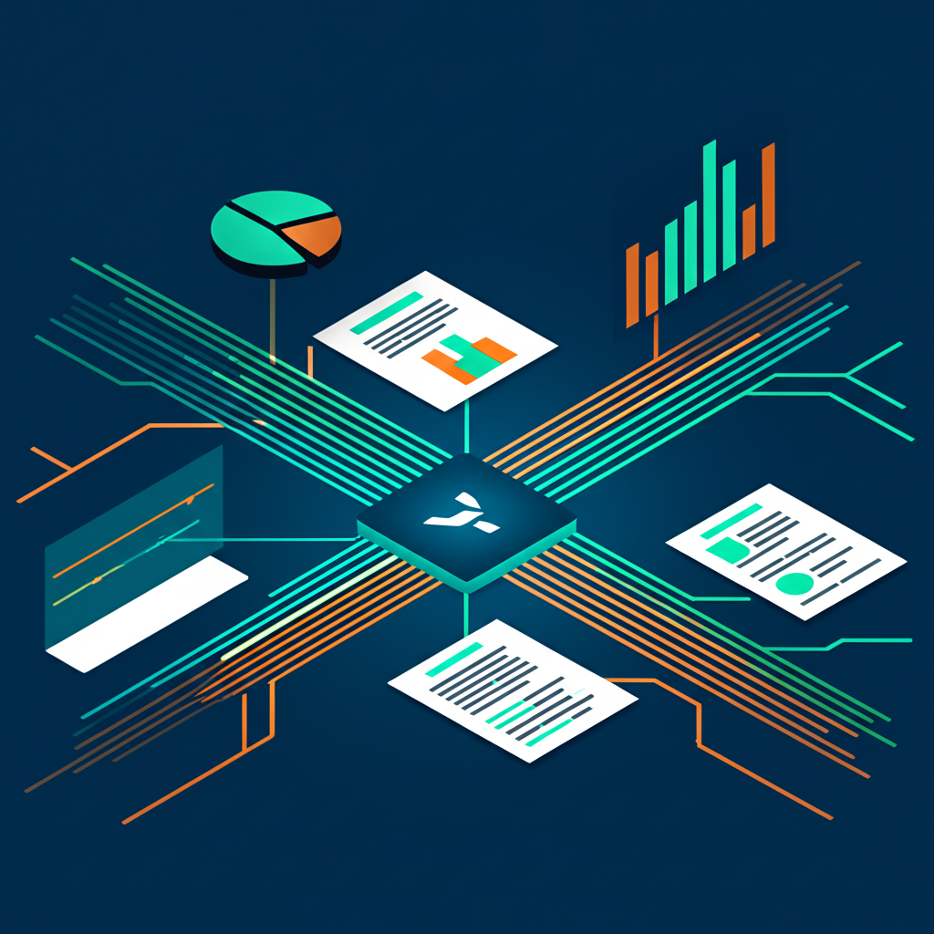 Абстрактная инфографика, иллюстрирующая процесс парсинг Яндекс Директ для анализа данных