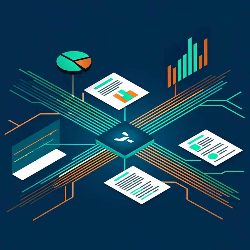 Абстрактная инфографика, иллюстрирующая процесс парсинг Яндекс Директ для анализа данных