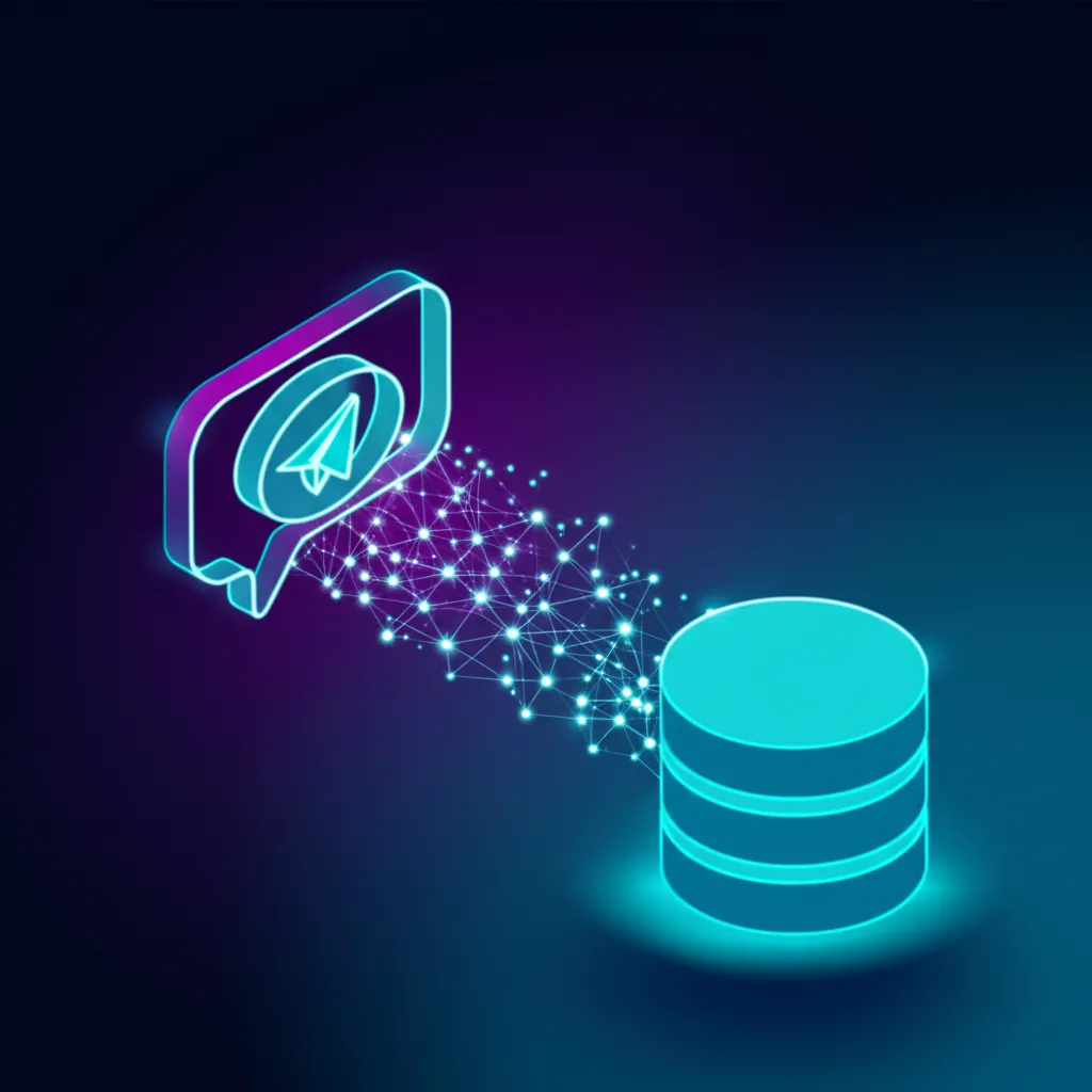 Визуализация, иллюстрирующая парсинг каналов чатов Telegram технические аспекты: сбор данных из источника и их структурирование.