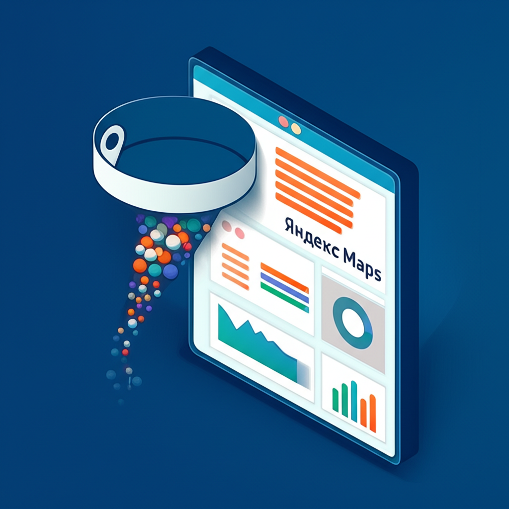 Инфографика процесса: парсинг отзывов с Яндекс Карт для бизнес-аналитики и улучшения сервиса.