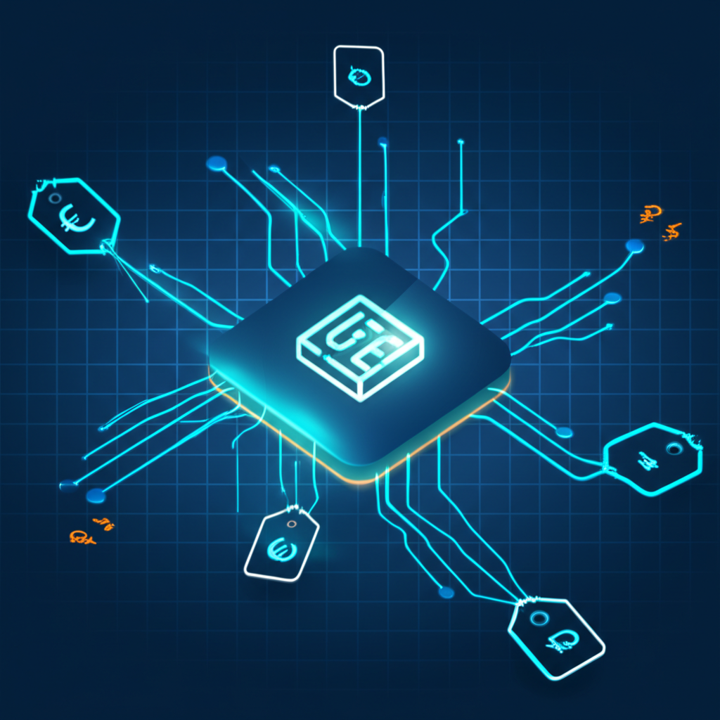 Абстрактная инфографика, которая иллюстрирует автоматический парсинг цен из разных источников.