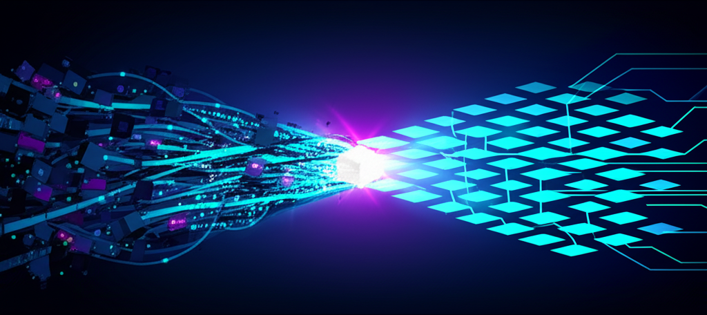 Абстрактная визуализация процесса, иллюстрирующая парсинг в программировании