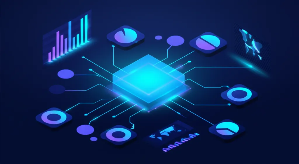Абстрактная инфографика, символизирующая Платформы для анализа и визуализации данных (big data, BI, data mining).