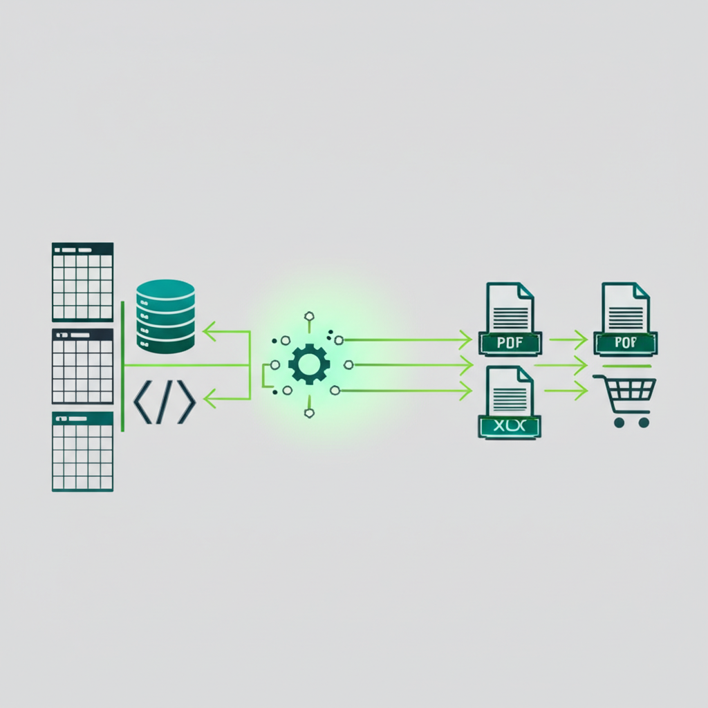 Схематичное изображение процесса, который выполняет прайс лист генератор для автоматизации бизнеса
