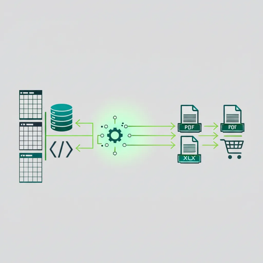Схематичное изображение процесса, который выполняет прайс лист генератор для автоматизации бизнеса