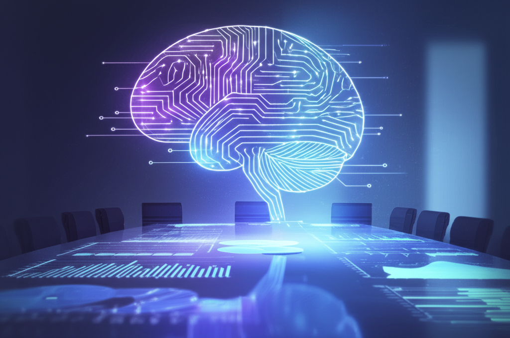 Предиктивная аналитика: пророчества в бизнесе наглядно показаны через голограмму данных.