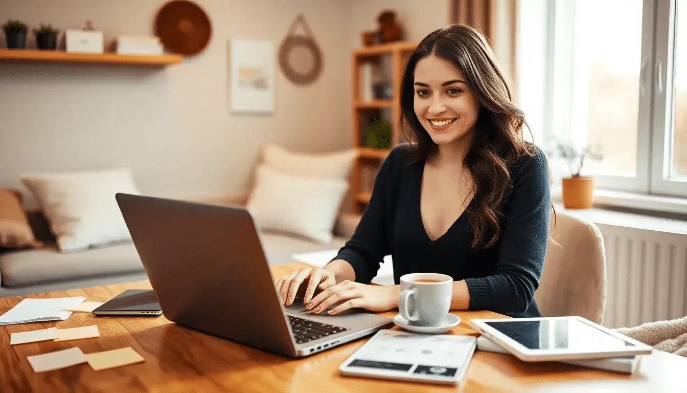 предприниматель ведёт малый бизнес онлайн за ноутбуком