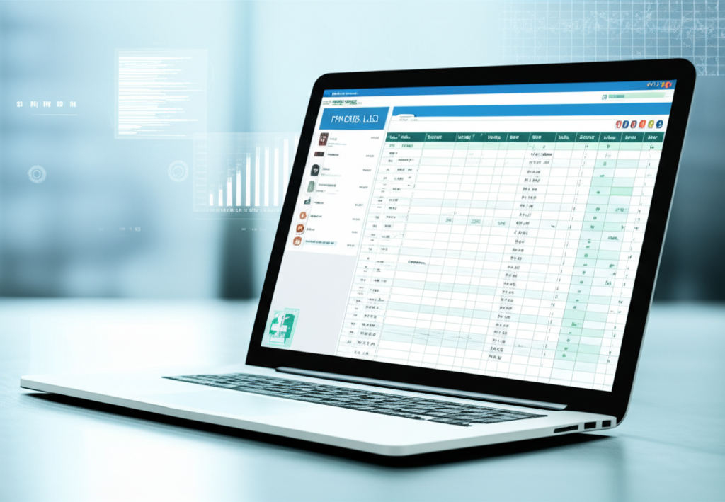 Современное приложение для создания прайсов, открытое на экране ноутбука для управления каталогом.