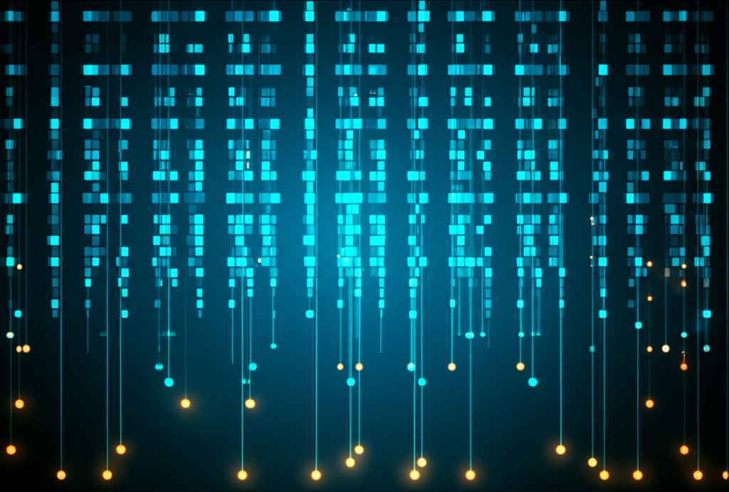 Абстрактная визуализация, показывающая наглядный пример структуры датасета в виде таблицы.