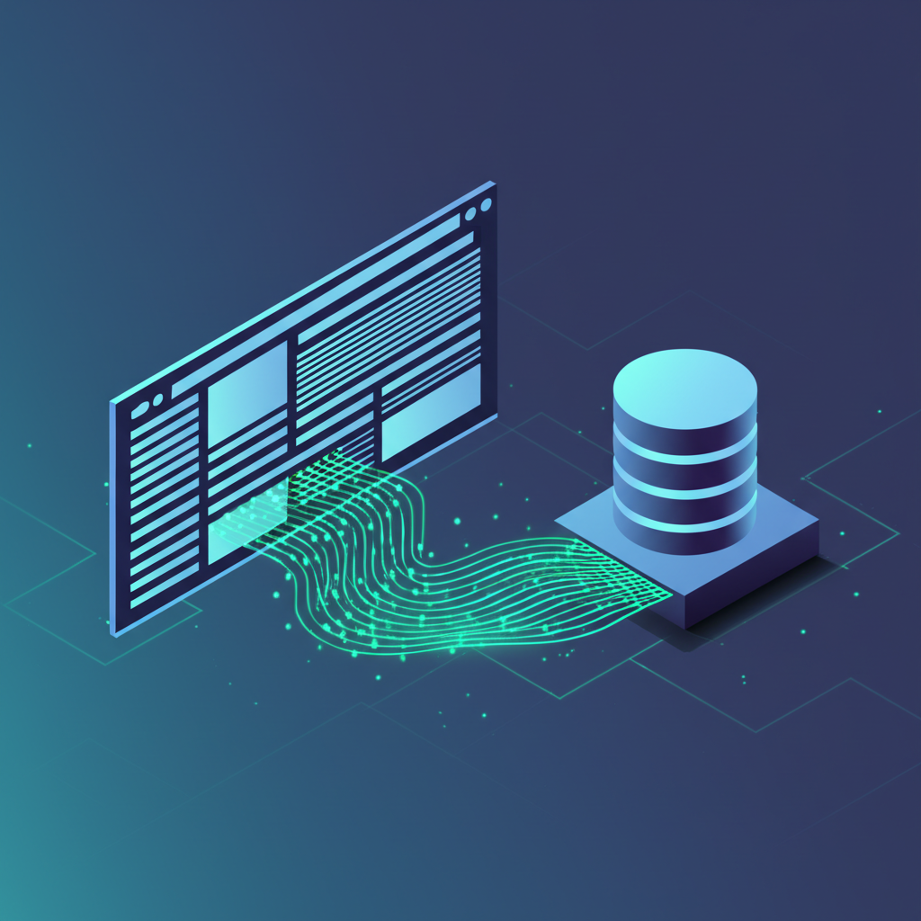 Современная программа для парсинга данных, визуализированная как процесс извлечения информации с сайтов в структурированную базу.