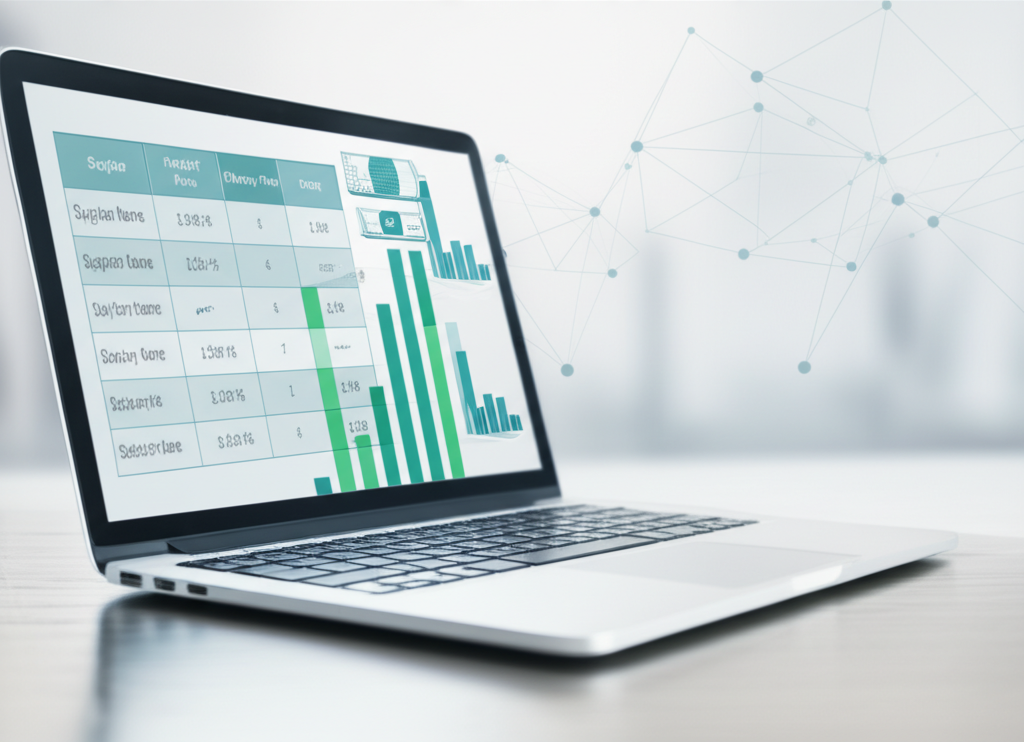 Интерфейс, который демонстрирует программа для сравнения цен поставщиков на экране ноутбука