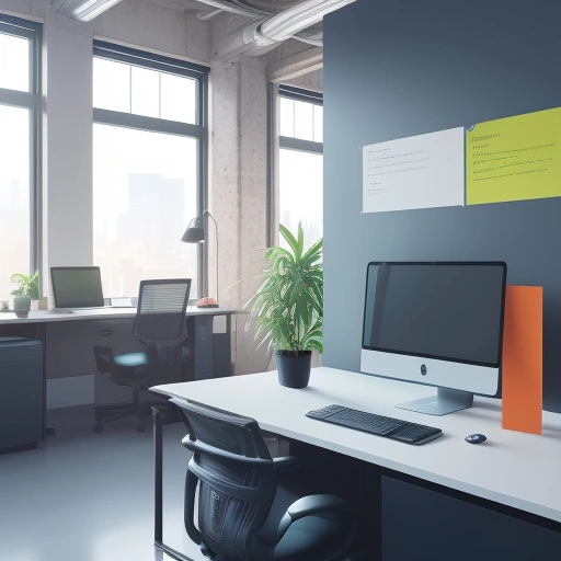 Современное рабочее место с мониторами, отображающими программные инструменты для маркетинговых агентств и аналитику.