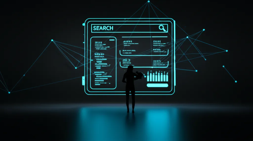 Аналитический просмотр страниц в поисковой выдаче на футуристическом интерфейсе