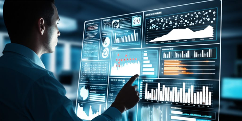 Профессиональная проверка датасета на футуристическом интерфейсе с графиками и метриками качества.