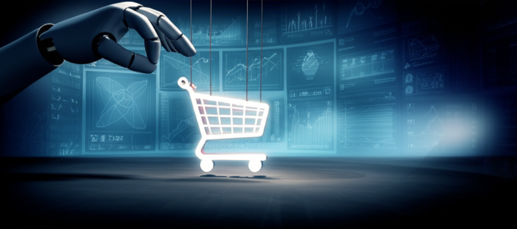 Детальное изображение, где психология влияния маркетинговый ход манипуляция показаны как невидимое управление выбором покупателя.