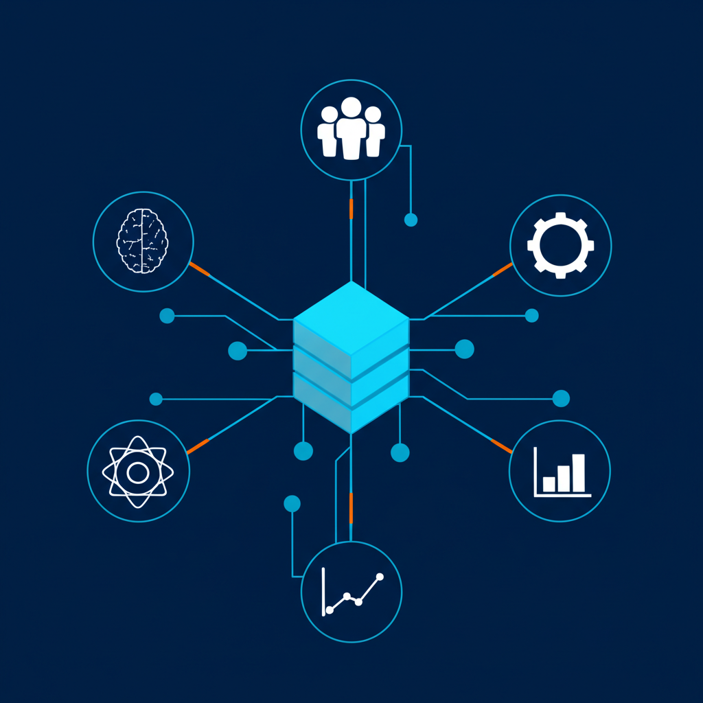 Абстрактная визуализация процесса, которым является публикация датасета для научного сообщества.