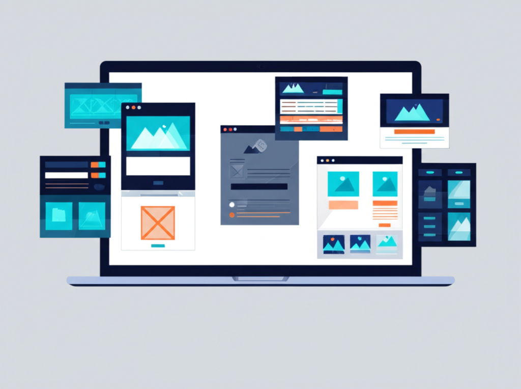 Инфографика, иллюстрирующая лучшие конструкторы целевых страниц 2025, где из блоков собирается эффективный лендинг.