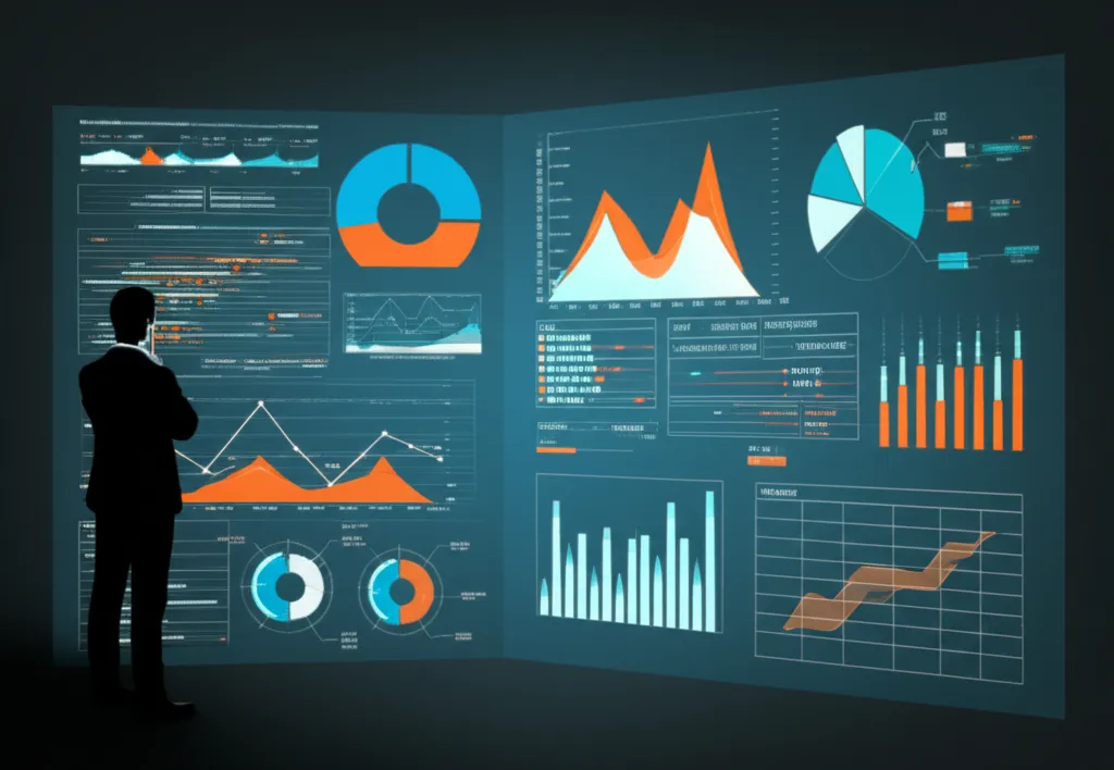 Современное руководство для руководства: аналитика данных в 2025, где лидер использует футуристический интерфейс для принятия стратегических решений.