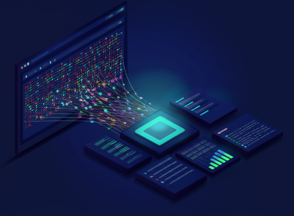 Современный сервис парсер в работе: инфографика автоматического сбора и структурирования информации.