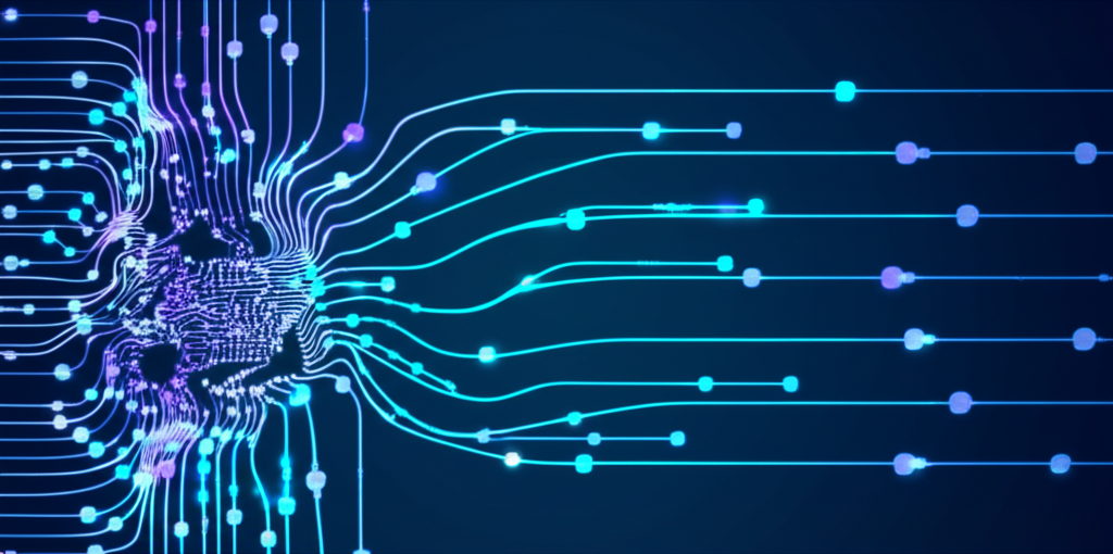 Абстрактное изображение, где создаются синтетические датасеты для машинного обучения.
