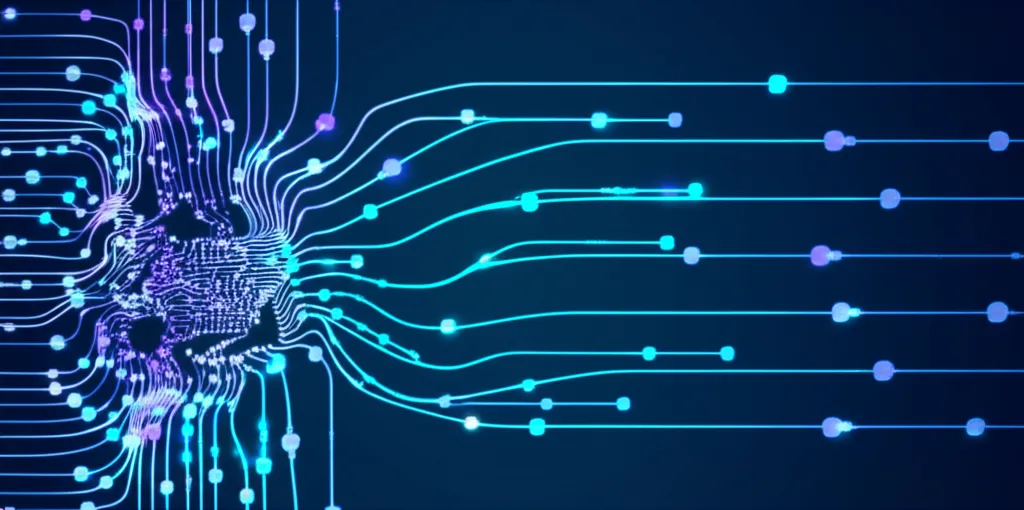 Абстрактное изображение, где создаются синтетические датасеты для машинного обучения.