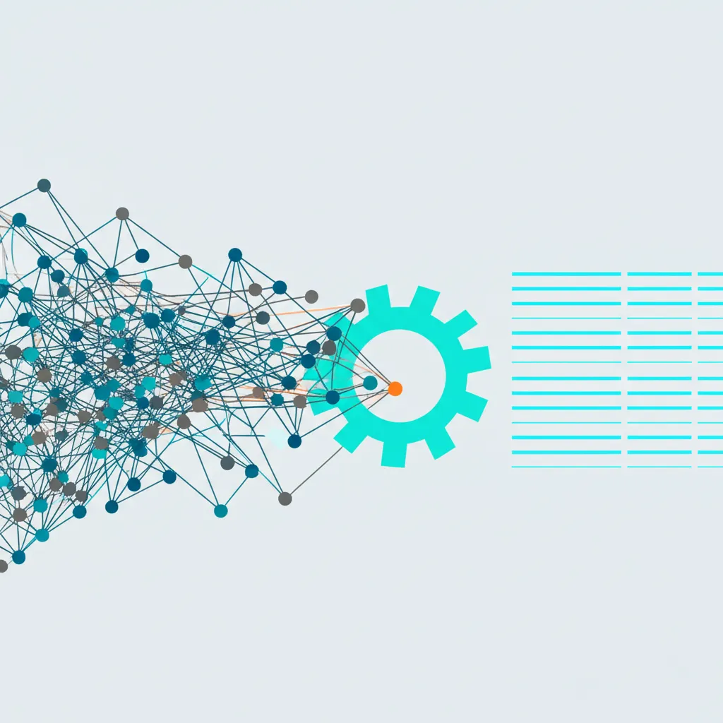 Абстрактное изображение, которое показывает, сколько стоит парсер, на примере преобразования хаотичных данных в структурированную информацию.