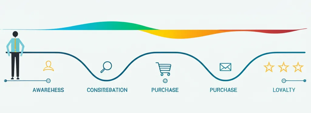 Детальная инфографика, иллюстрирующая составление карты путешествия клиента от точки А к точке Б.
