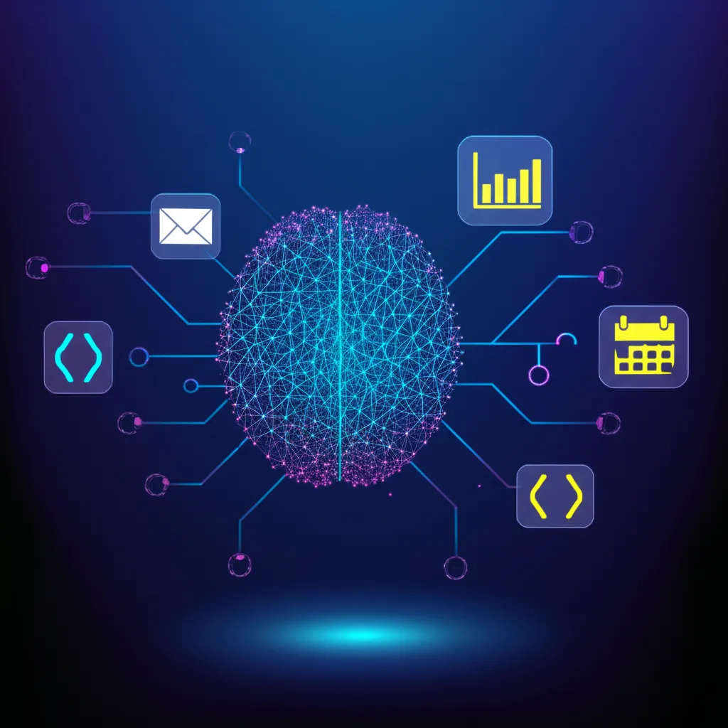 Схематическое изображение нейросети, иллюстрирующее создание AI агентов с PICA