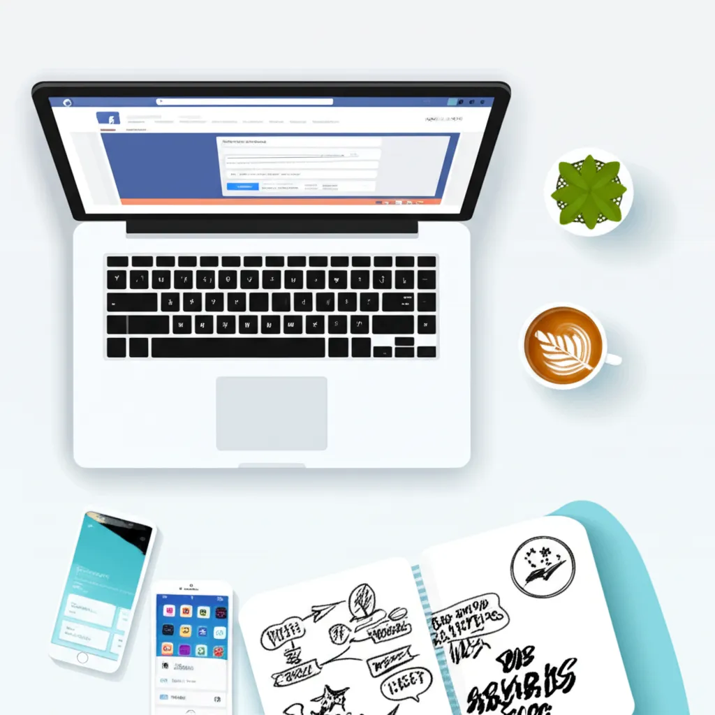 Пошаговое создание бизнес-страницы в Facebook на экране современного ноутбука.