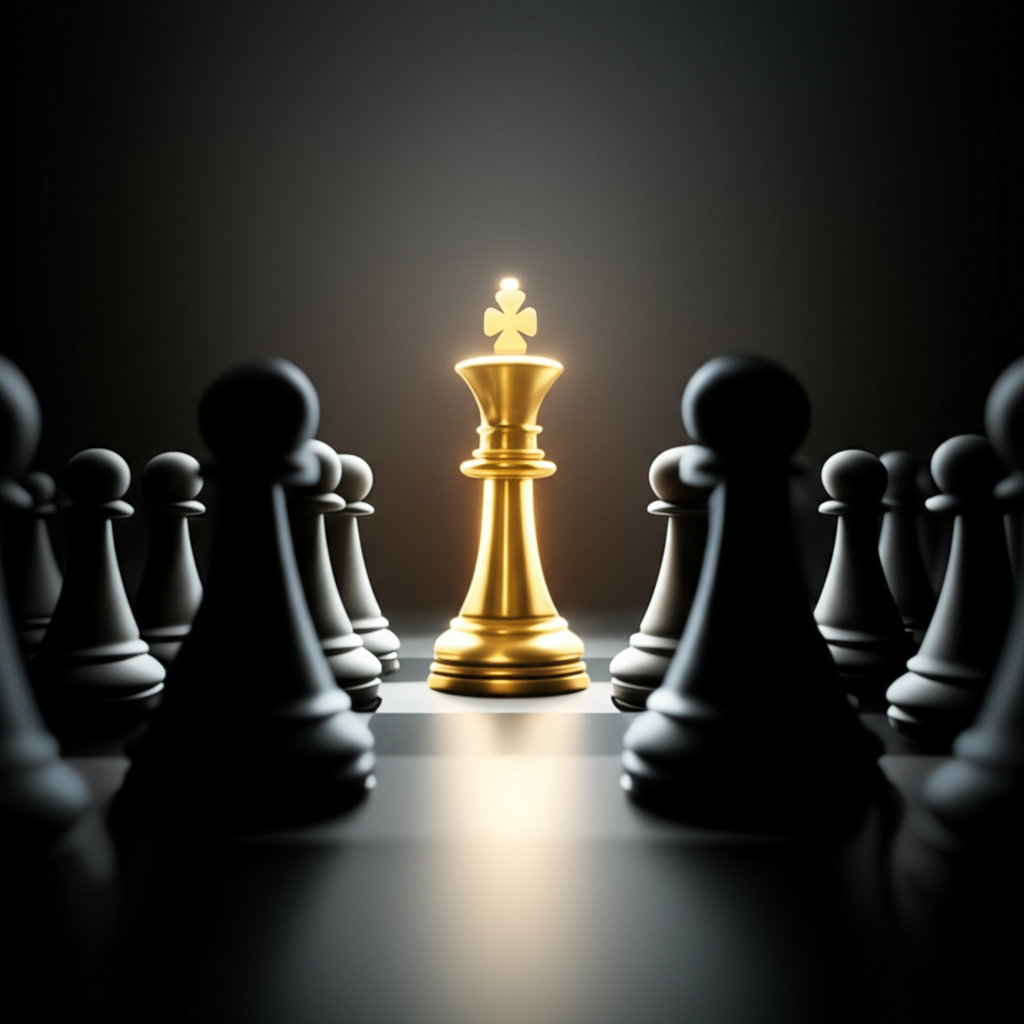 Золотая шахматная фигура как символ успешного создания конкурентоспособного бизнеса