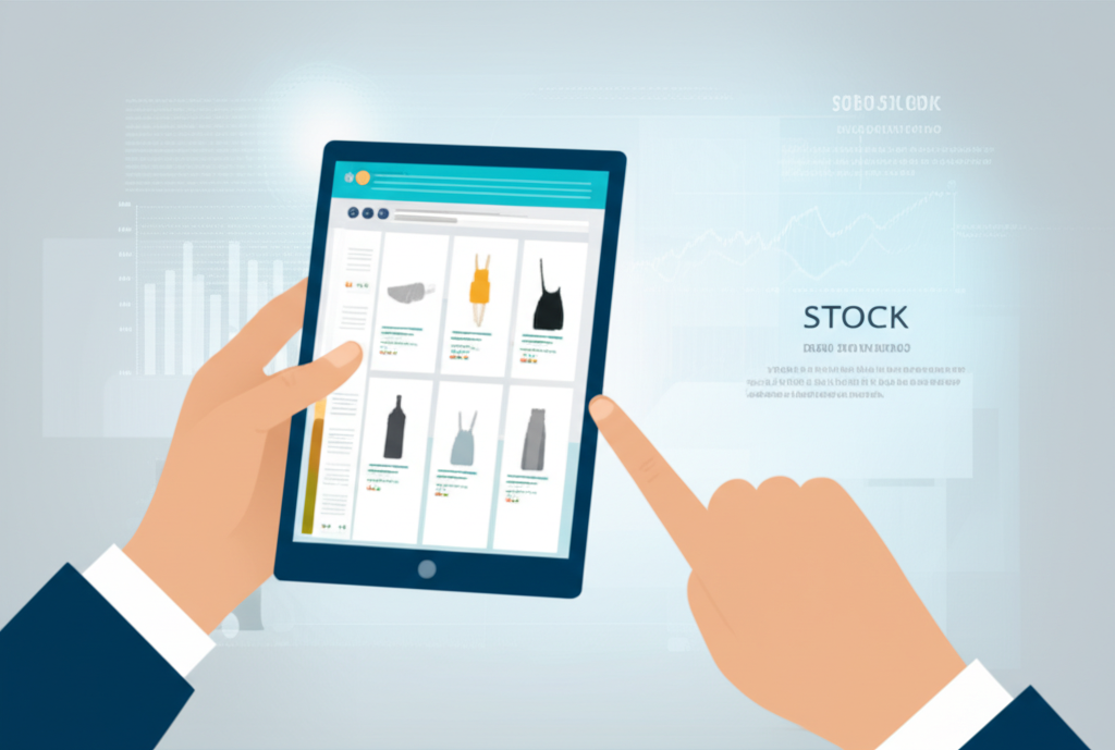 Современное создание прайс-листа: приложение на планшете с каталогом товаров и аналитикой.