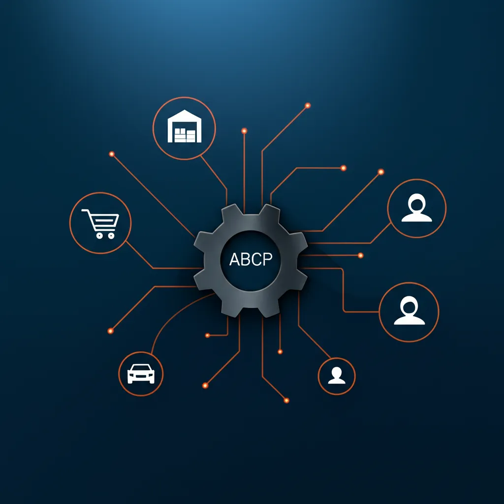 Инфографика, иллюстрирующая работу справочника ABCP для автоматизации магазина автозапчастей