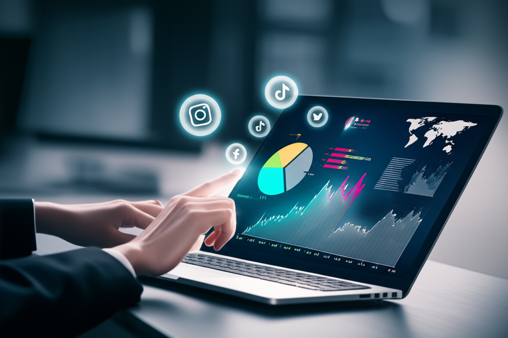 Инфографика, иллюстрирующая Сравнение инструментов мониторинга социальных сетей на примере аналитической панели с графиками.