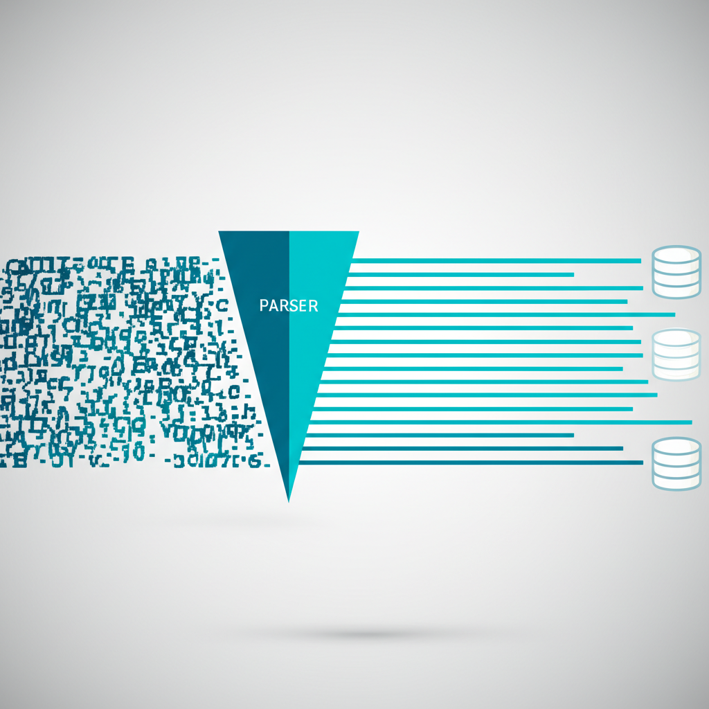 Схематическое изображение, иллюстрирующее работу text parser для преобразования хаотичных данных в структурированные