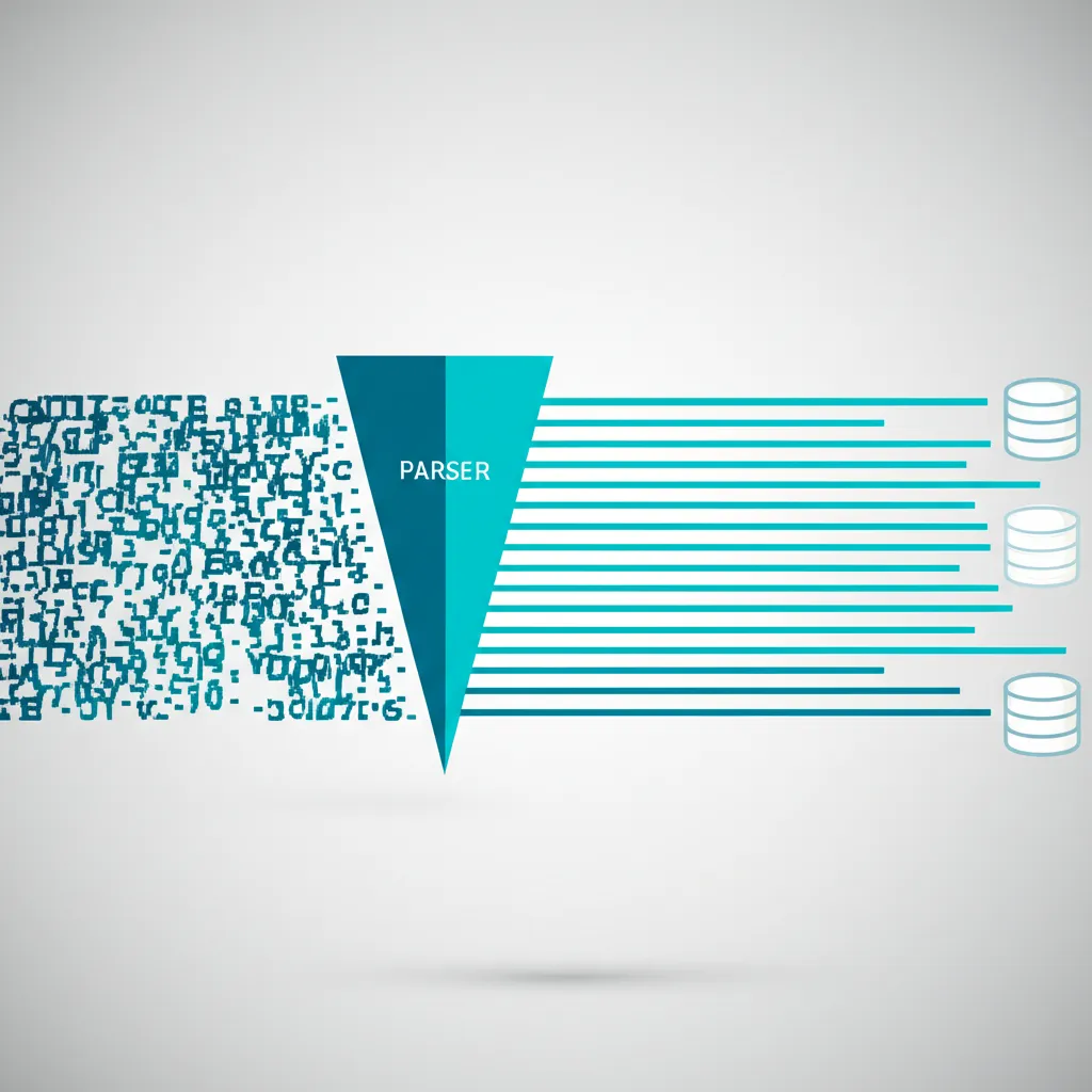 Схематическое изображение, иллюстрирующее работу text parser для преобразования хаотичных данных в структурированные