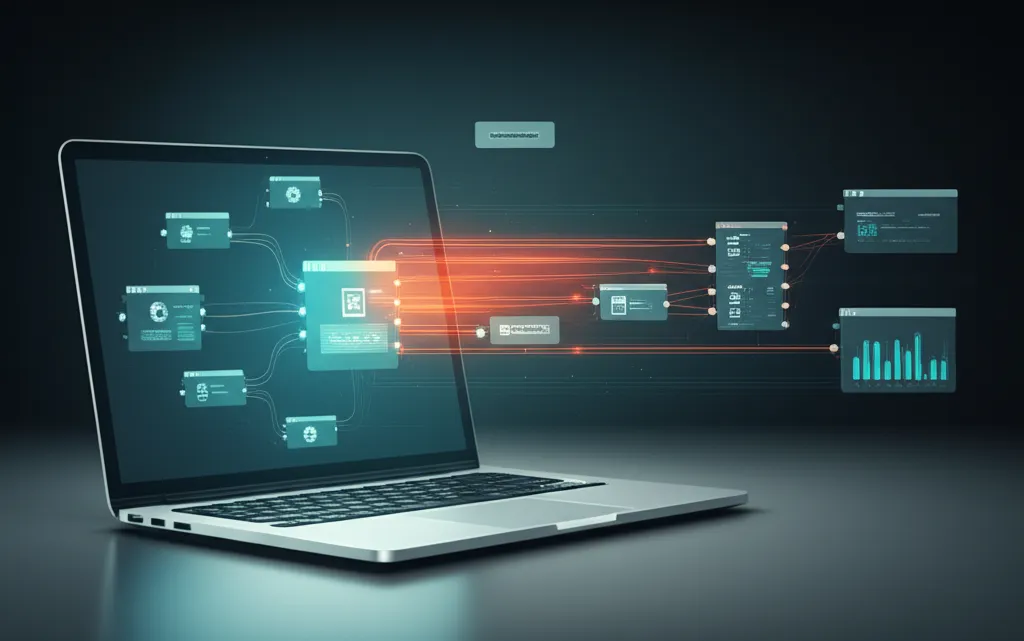 Визуализация процесса работы топ 10 no-code веб-скраперов 2025: от сбора данных до готовой аналитики на экране ноутбука.