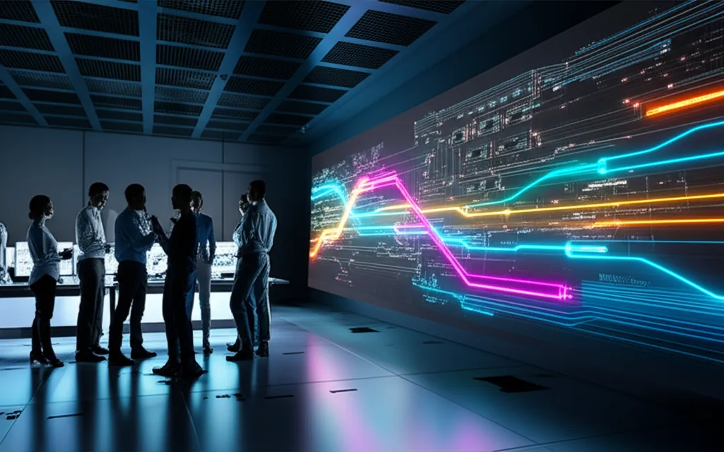 Команда инженеров анализирует потоки данных — иллюстрация к топ компаний по инженерии данных для предприятий 2025.