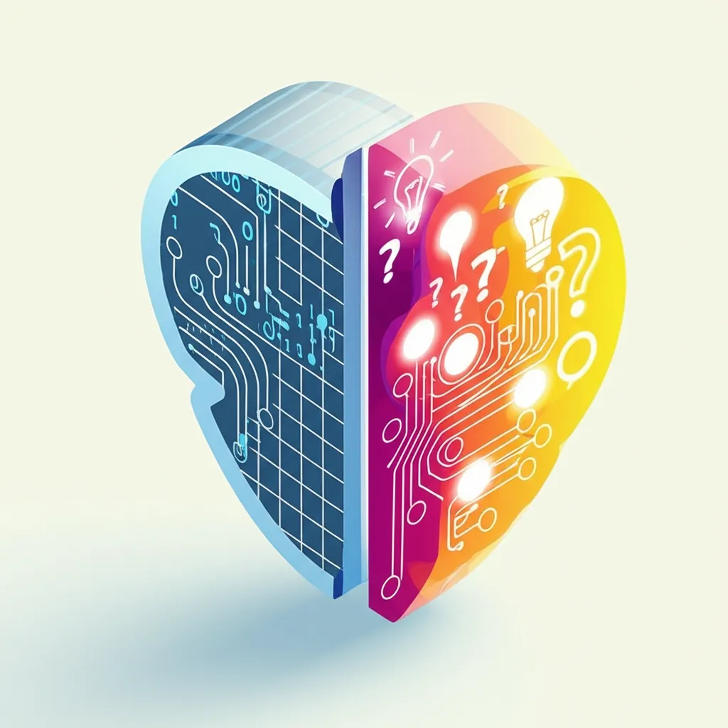 Творческие подходы к тестированию: концептуальное изображение сочетания логики и креативности в поиске ошибок.