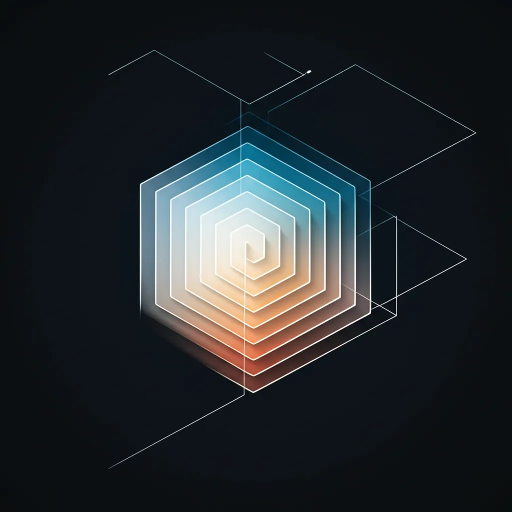 Абстрактная визуализация, где каждая новая версия датасета добавляет новый слой к ядру данных.