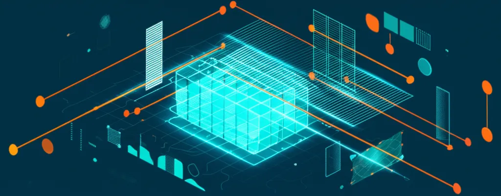 Абстрактная визуализация, показывающая разные виды датасетов для анализа данных.