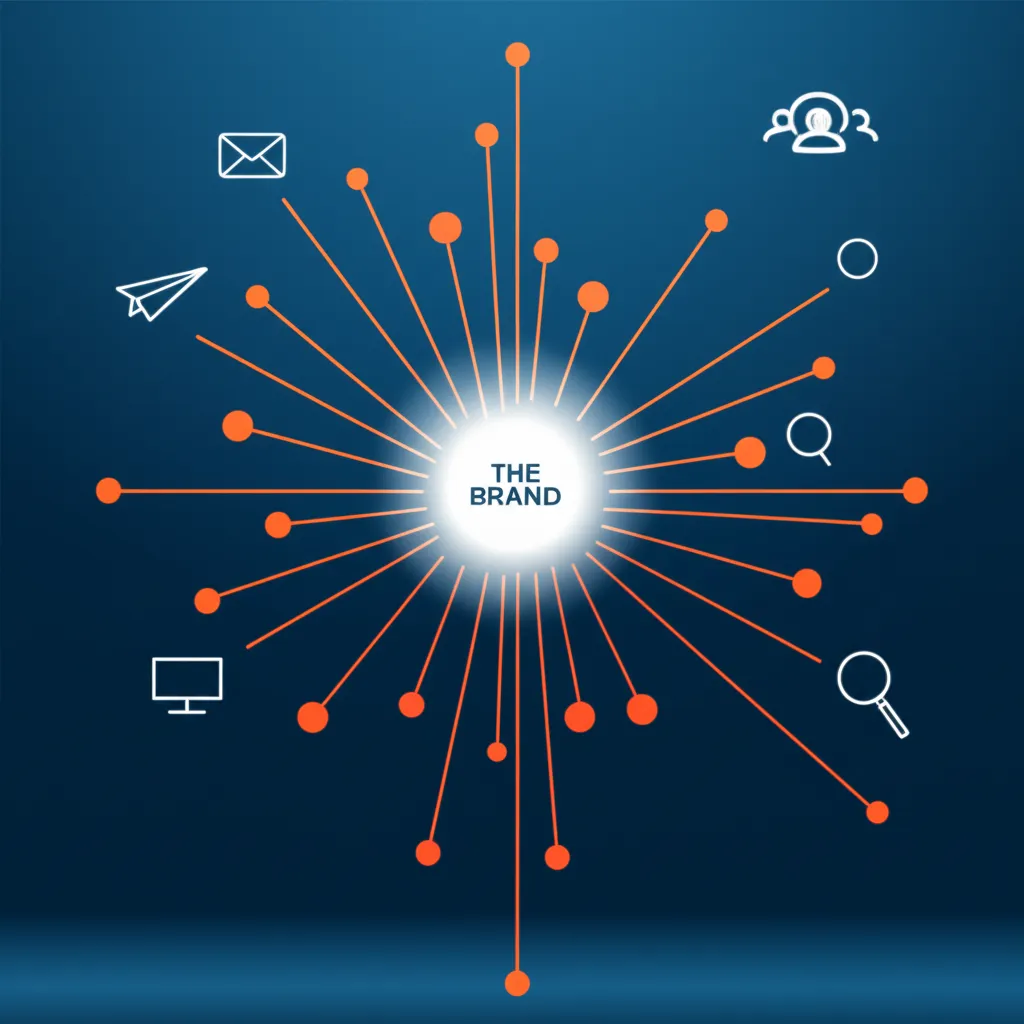 Инфографика, иллюстрирующая различные виды маркетинга для бренда и их взаимосвязь