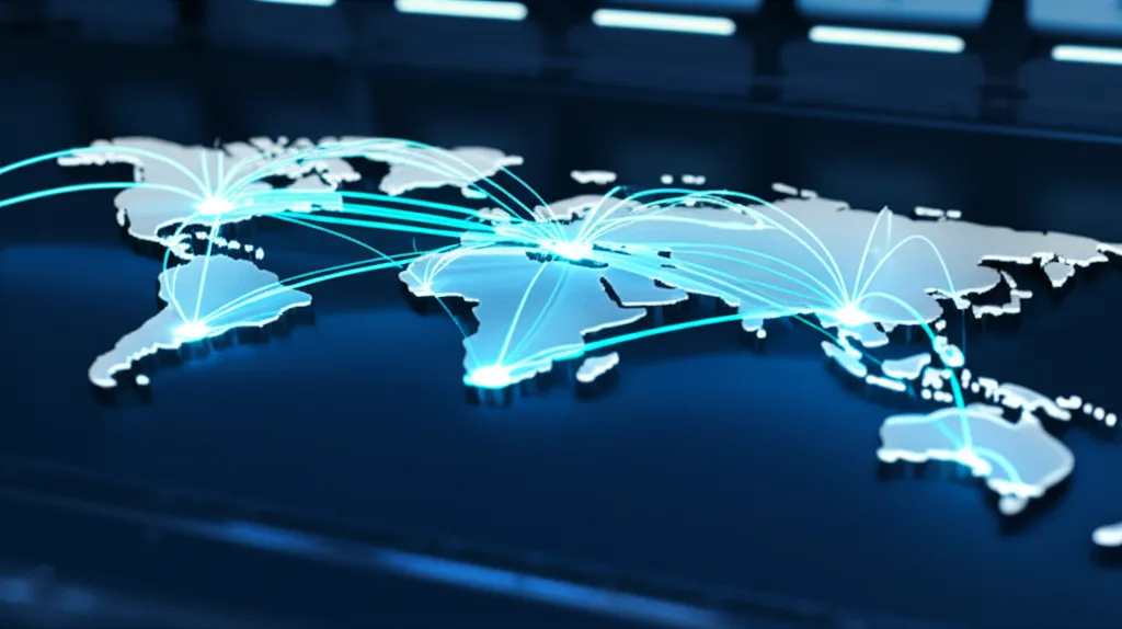 Цифровая интерактивная визуализация сети цепочки поставок на глобальной карте для аналитики.