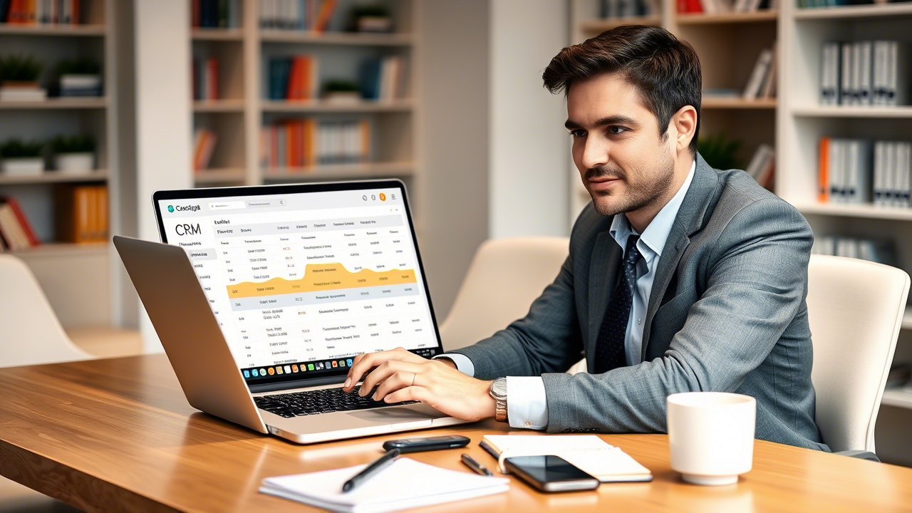 Специалист использует CRM для продаж, чтобы улучшить взаимодействие с клиентами.